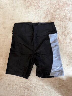 Koral Women's Black Athletic Shorts with Light Gray Side Panel